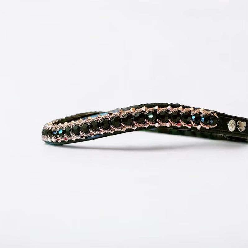 Passion Browband #4 - Black Crystal Beads with Rose Gold Accents