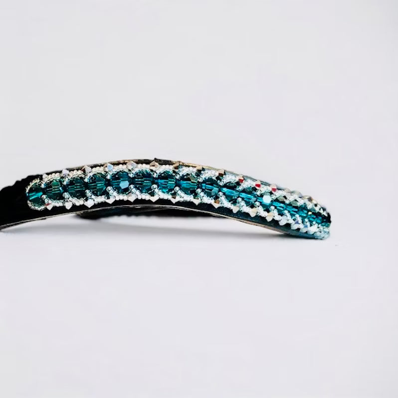 Passion Browband #5 – Blue Zircon Crystal Beads with Silvery Accents