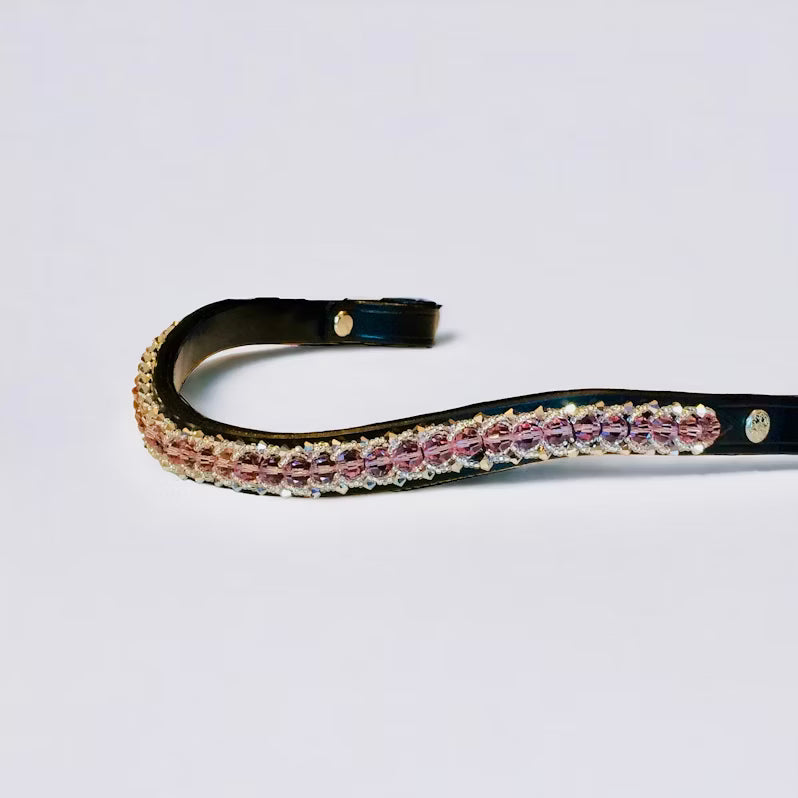 Passion Browband #6 – Light Rose Crystal Beads with Silvery Accents