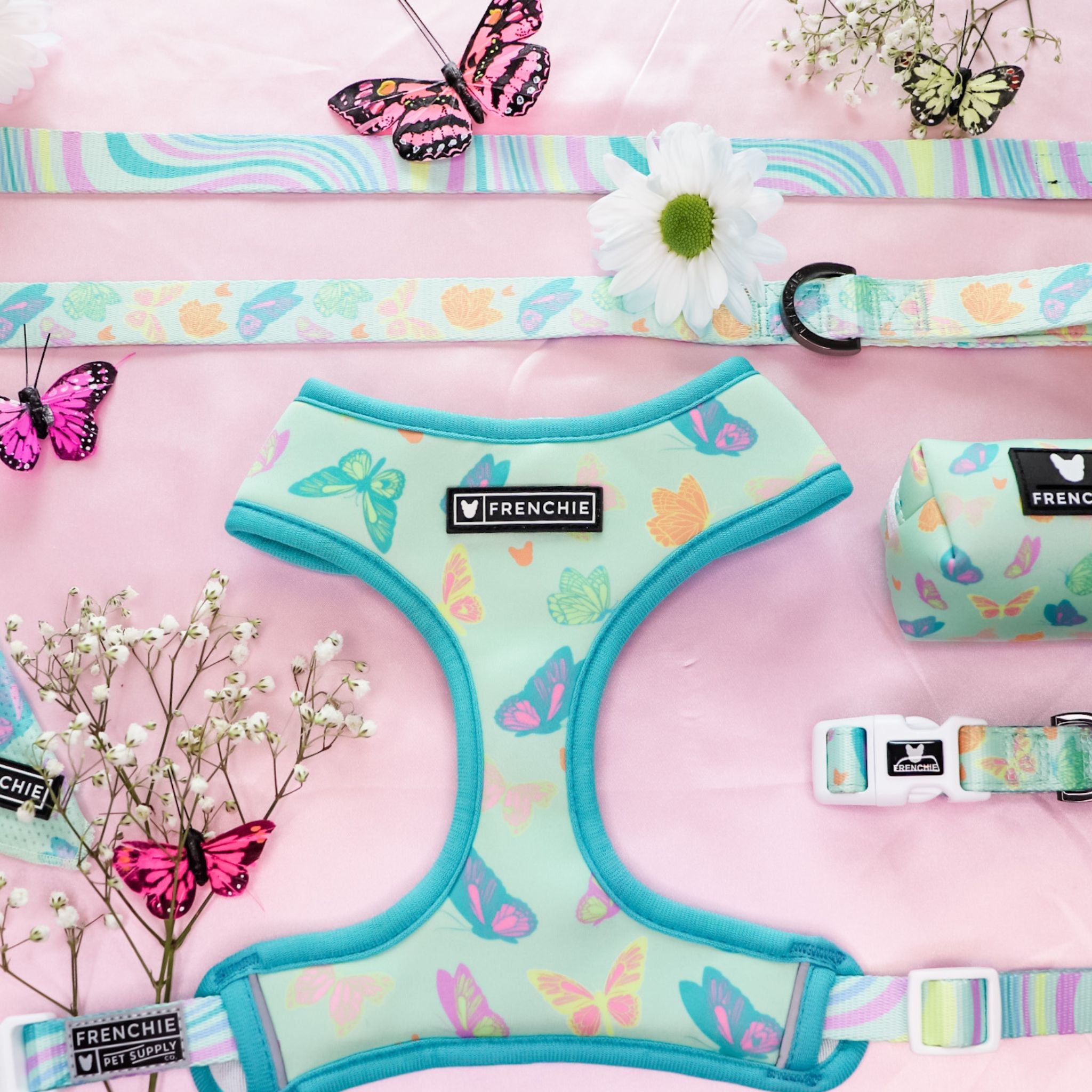 Frenchie Duo Reversible Harness - Pastel Butterfly