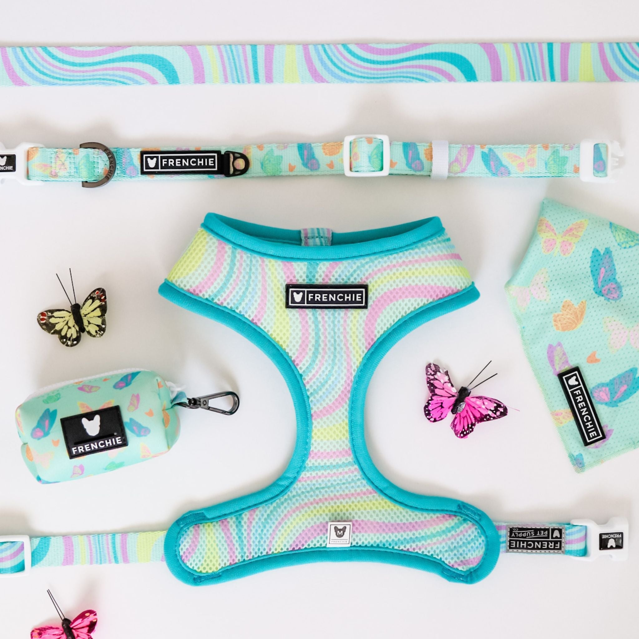 Frenchie Duo Reversible Harness - Pastel Butterfly