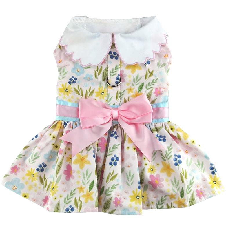 Pastel Meadow Dog Dress with Matching Leash
