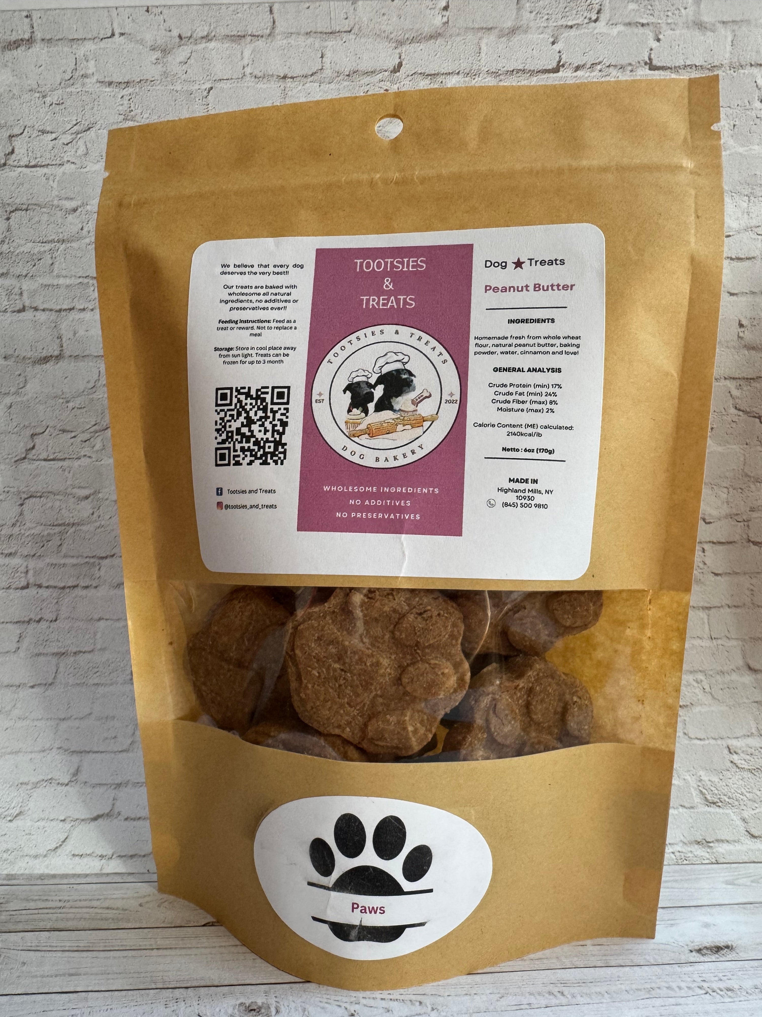 Tootsies & Treats Peanut Butter Paws (6oz) - HT Animal Supply