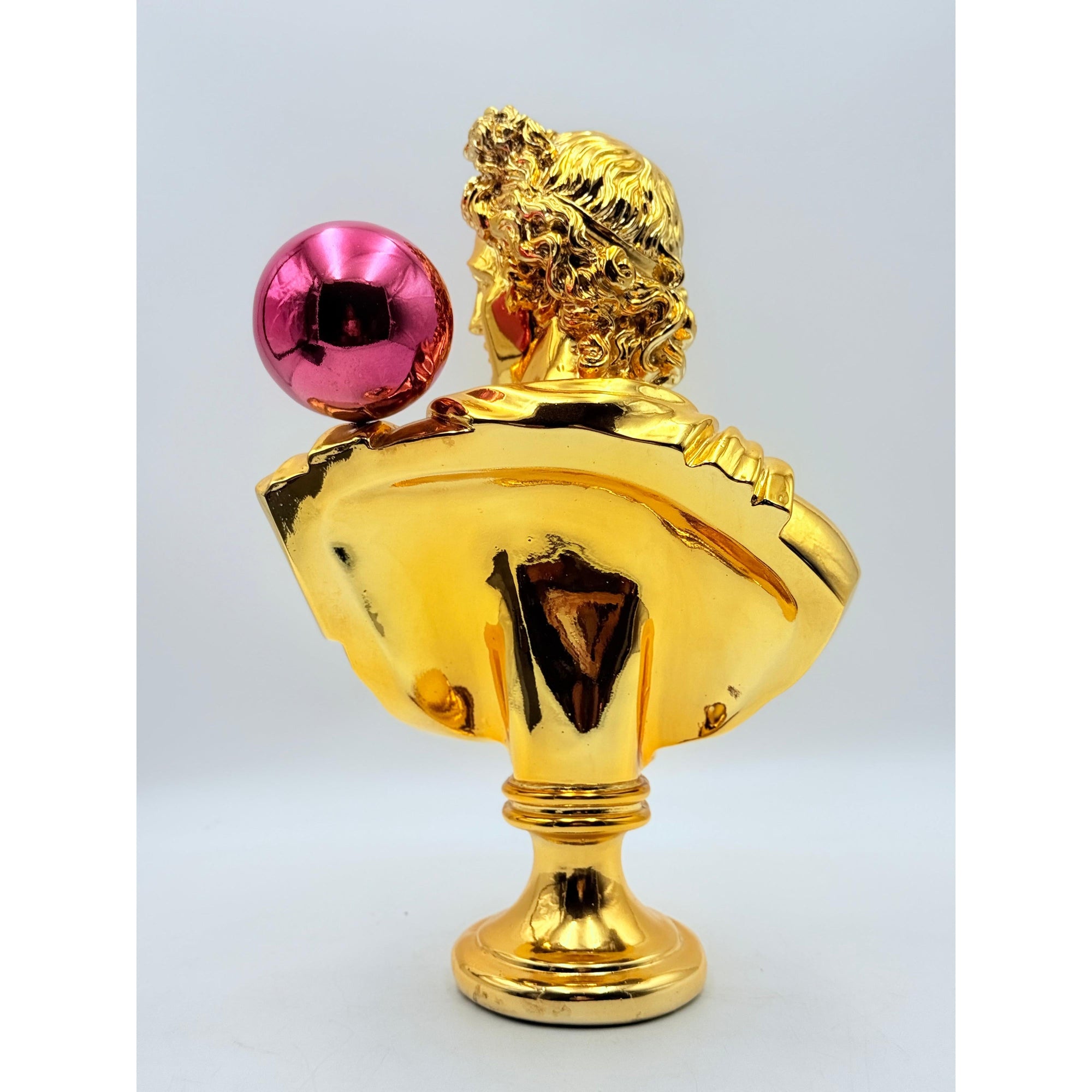 And Iconic Apollo Sculpture Gold Chrome with Pink Balloon