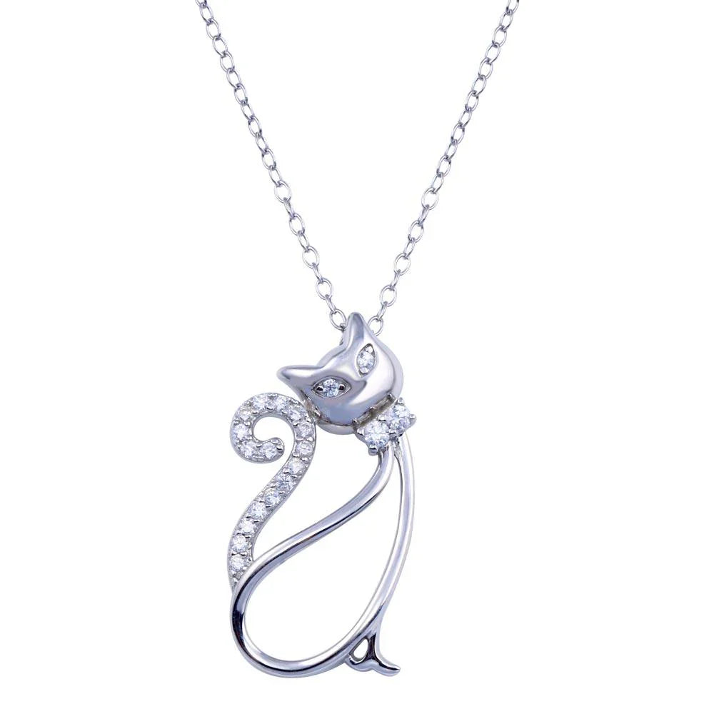Fancy Cat Silver Chain Necklace