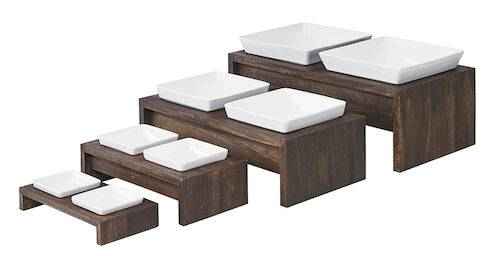 Pet Bowls, Feeders & Waterers: Collection for Pets-Artisan Double Wood Feeder