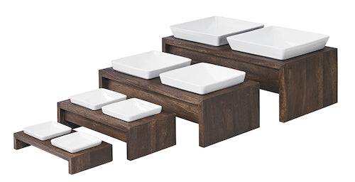 Pet Bowls, Feeders & Waterers: Collection for Pets-Artisan Double Wood Feeder