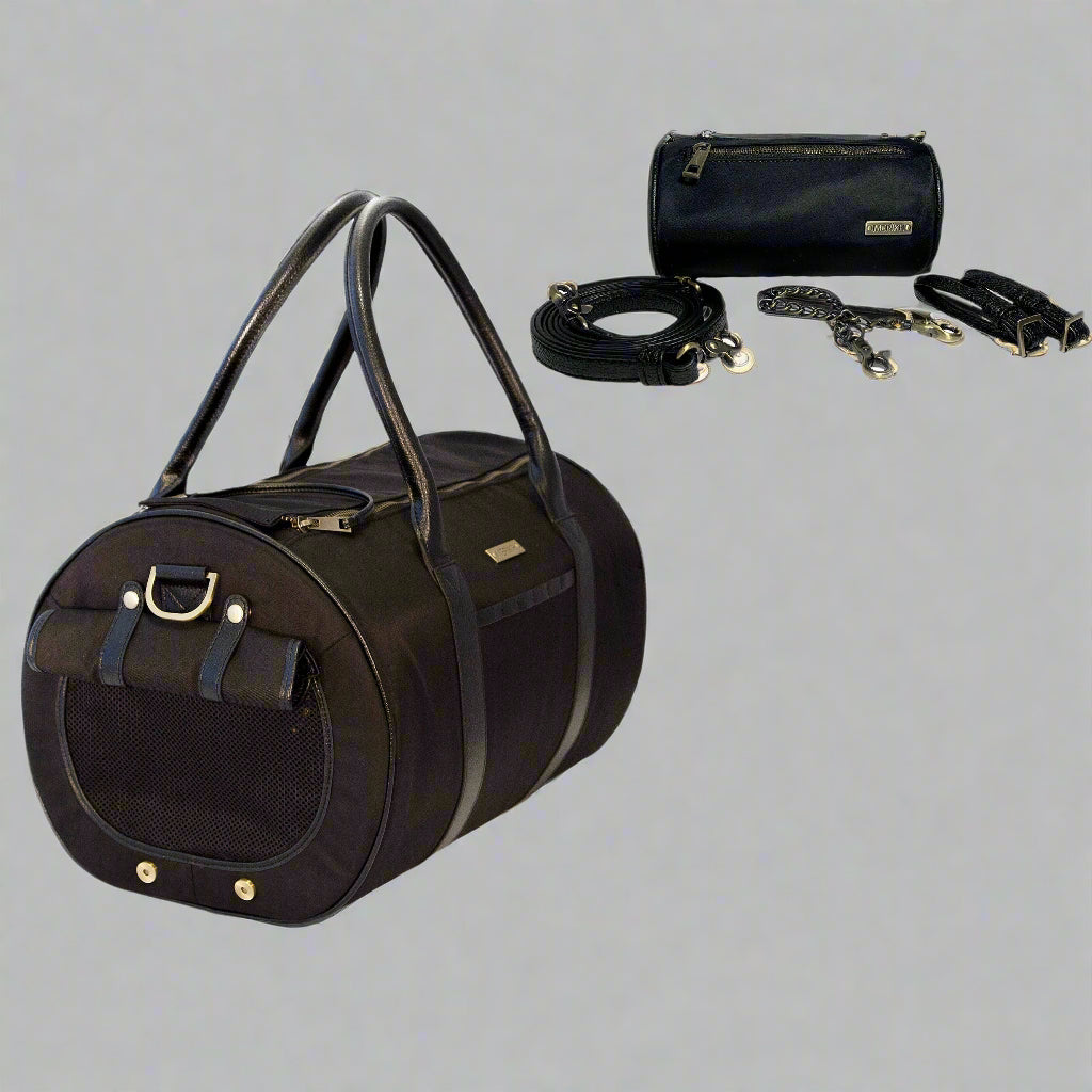 Pet Carrier Large + Multifunctional Bag - Black