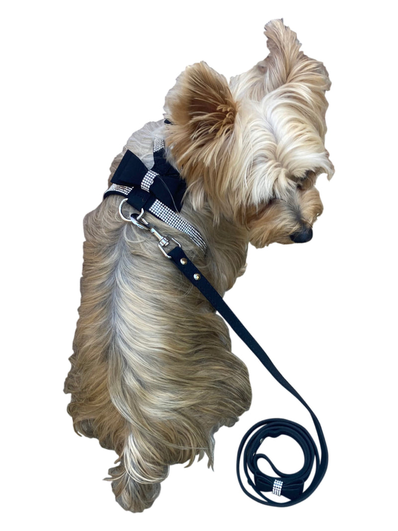 Bow Tie Dog Harness in Pleather, Black