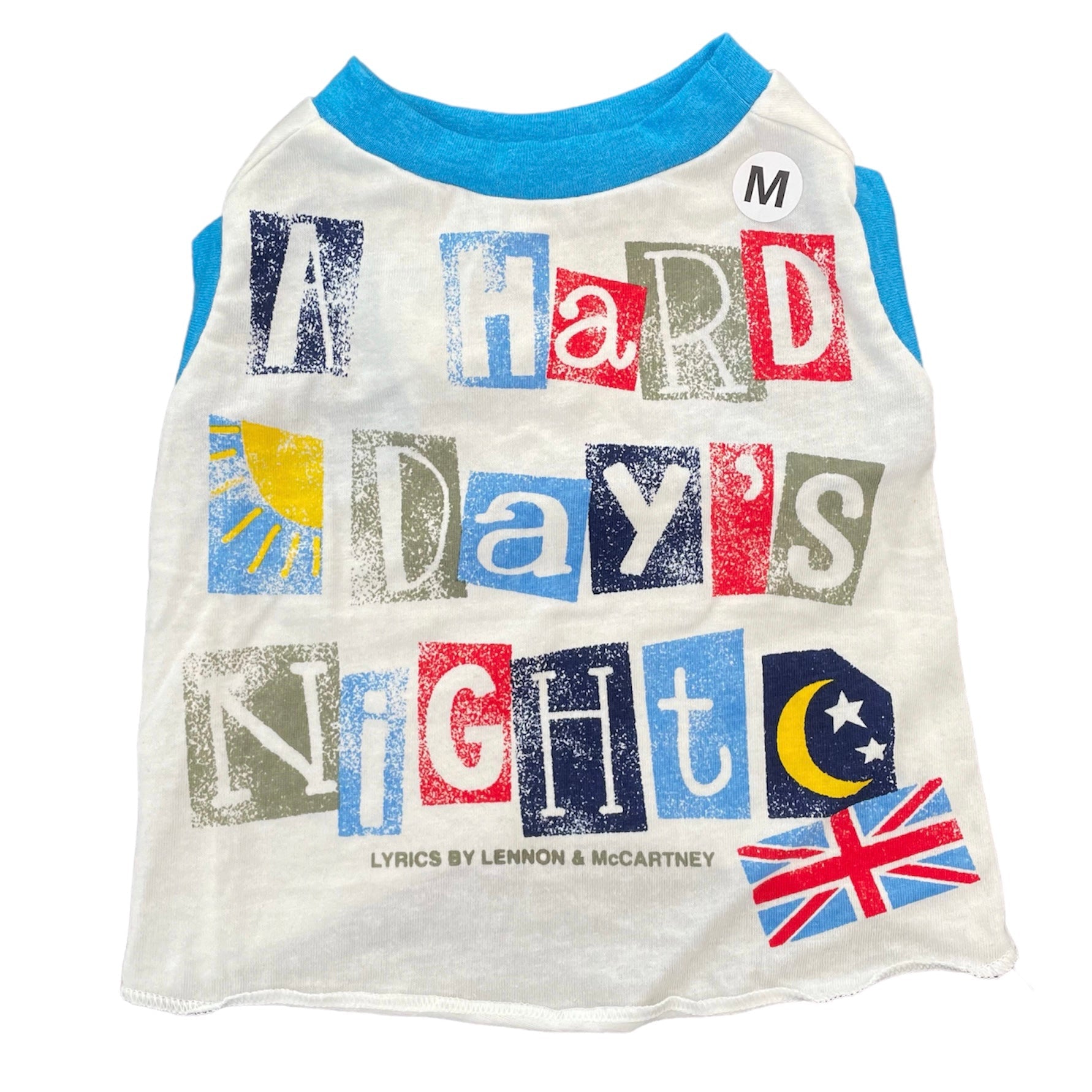 Heads or Tails Pup Hard Days Night Medium Upcycled Dog Shirt