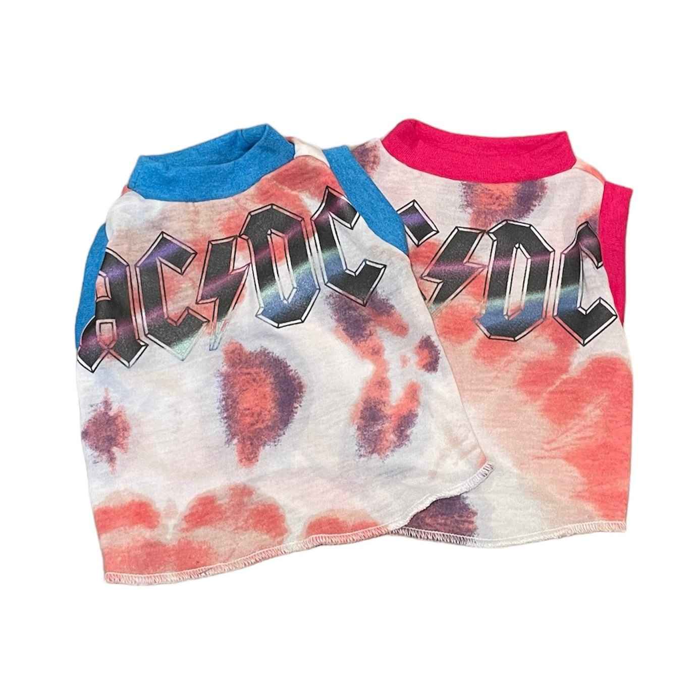 Heads or Tails Pup ACDC Dye X-Small Upcycled Dog Shirt