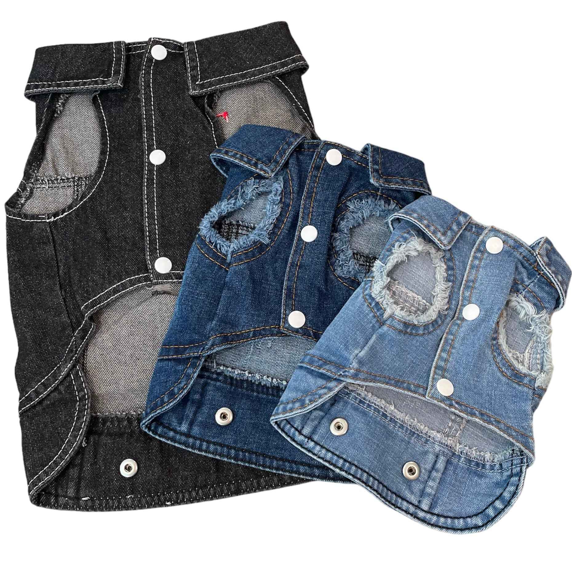 Heads or Tails Pup Personalized Denim Dog Vest