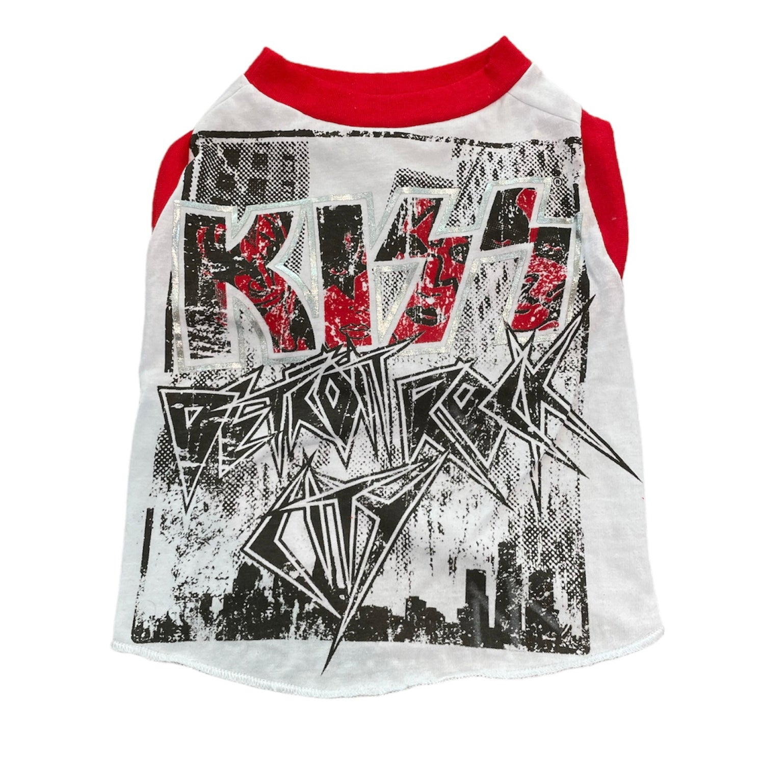Heads or Tails Pup KISS Detroit Medium Upcycled Dog Shirt