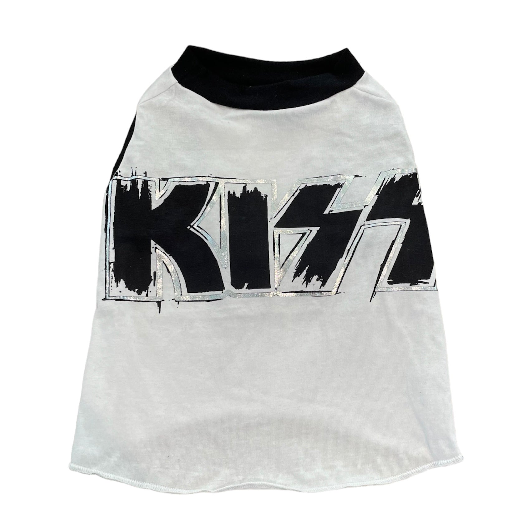 Heads or Tails Pup KISS Gothic Medium Upcycled Dog Shirt