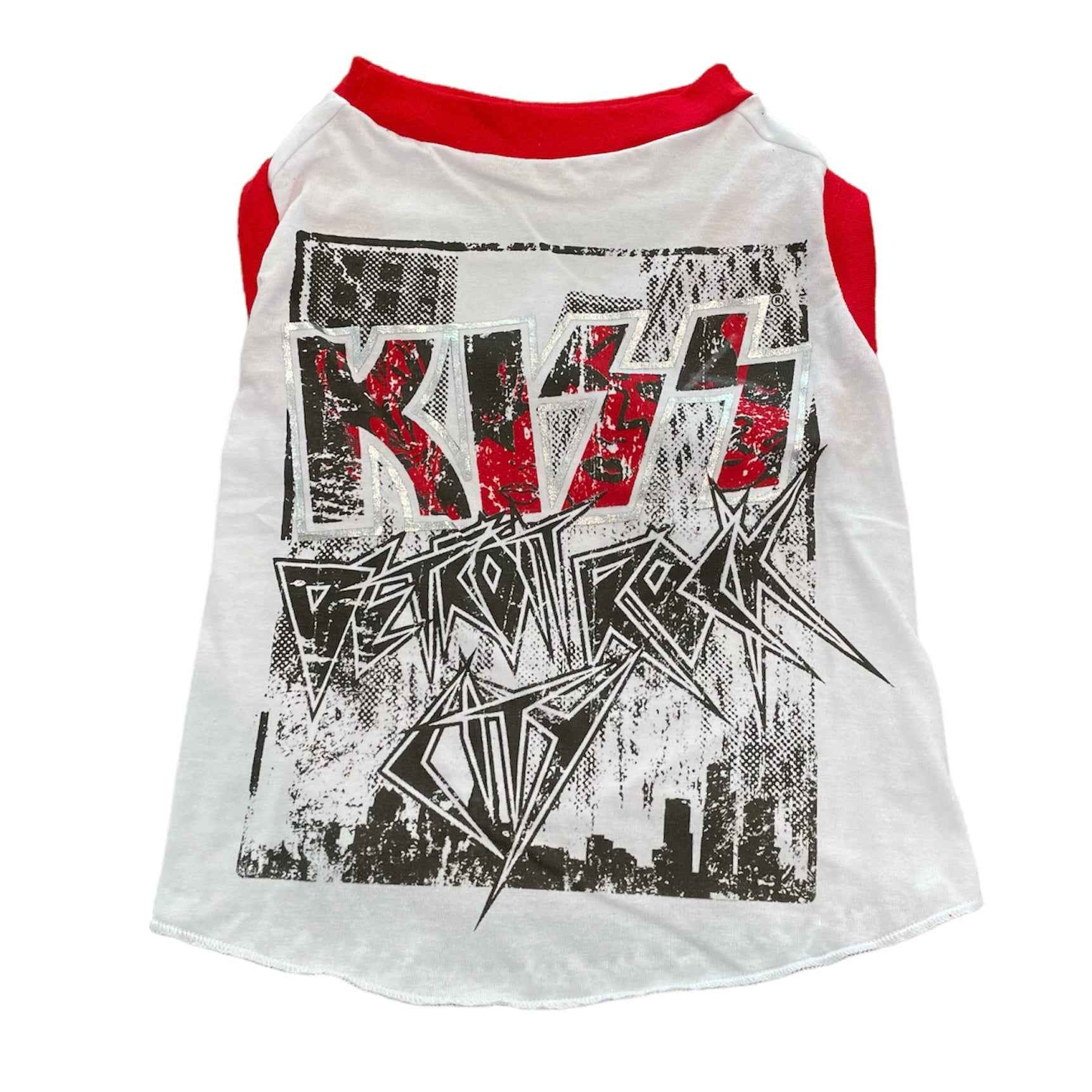 Heads or Tails Pup KISS Detroit Large Upcycled Dog Shirt