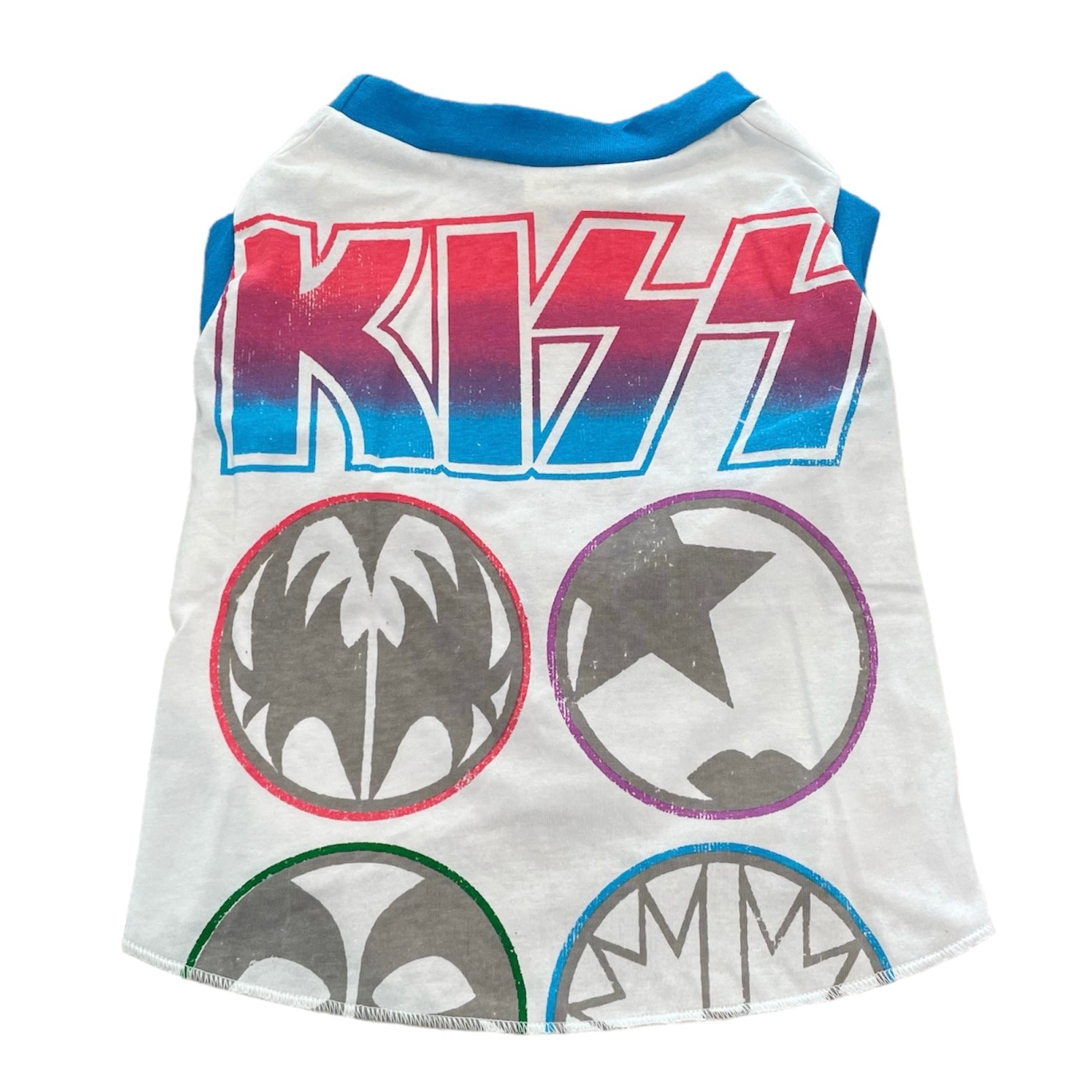 Heads or Tails Pup KISS Icons Large Upcycled Dog Shirt
