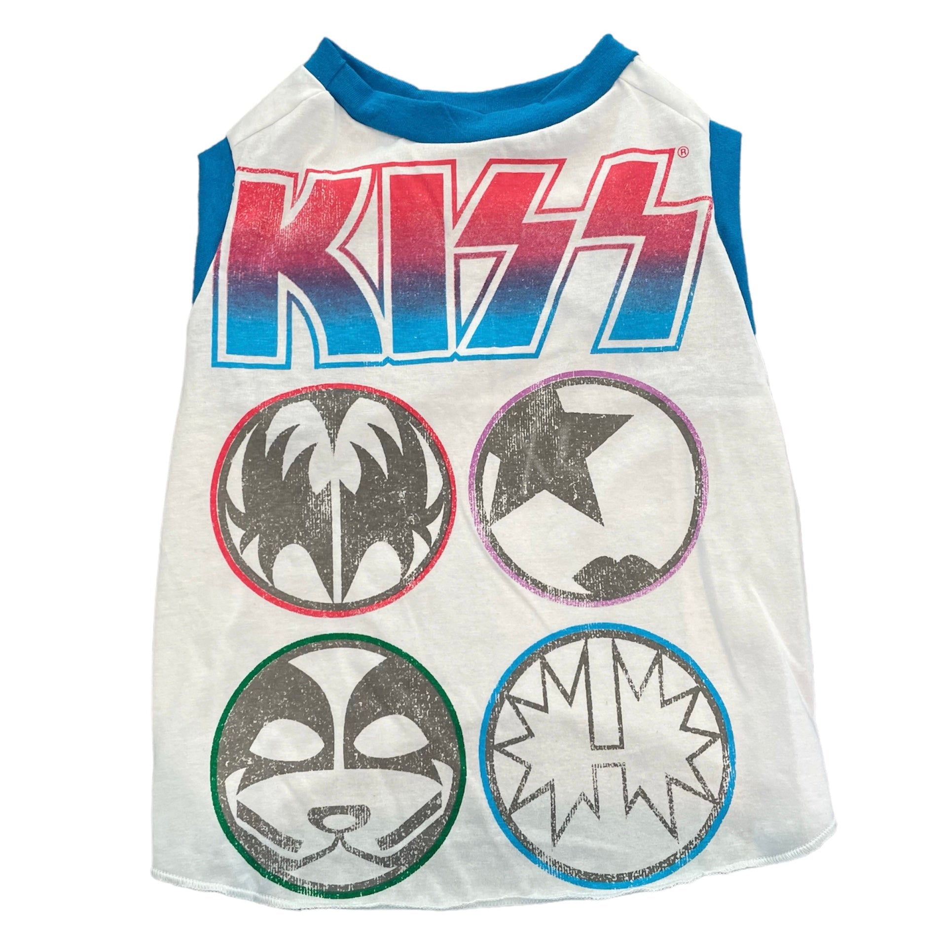 Heads or Tails Pup KISS Icons X-Large Upcycled Dog Shirt