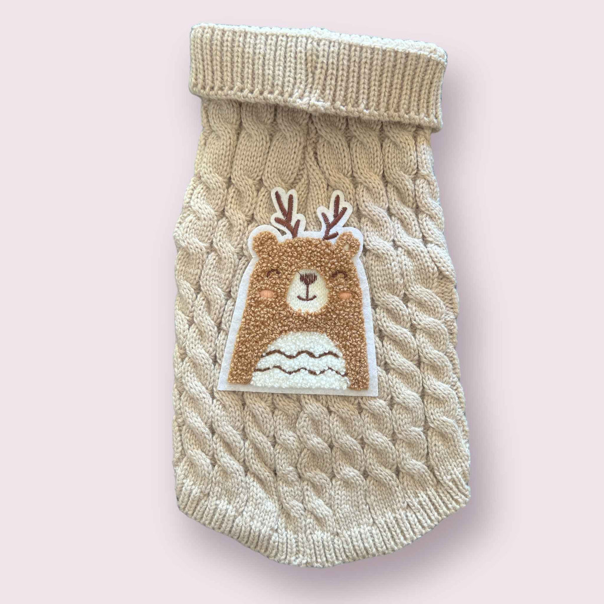 Antler Bear Knit Dog Sweater