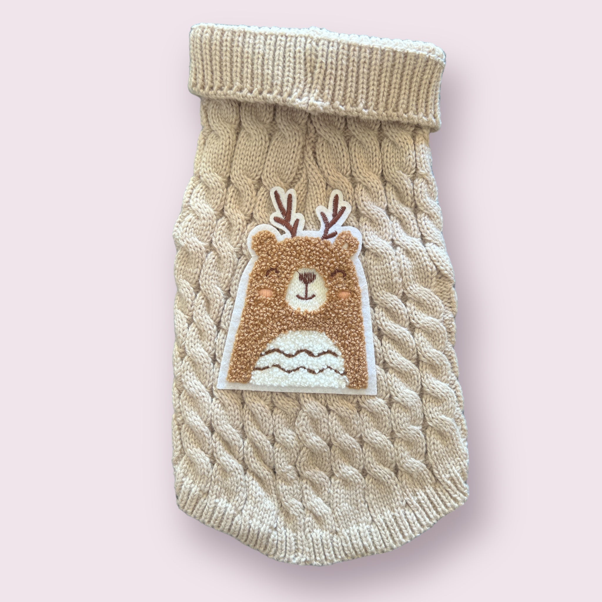 Antler Bear Knit Dog Sweater