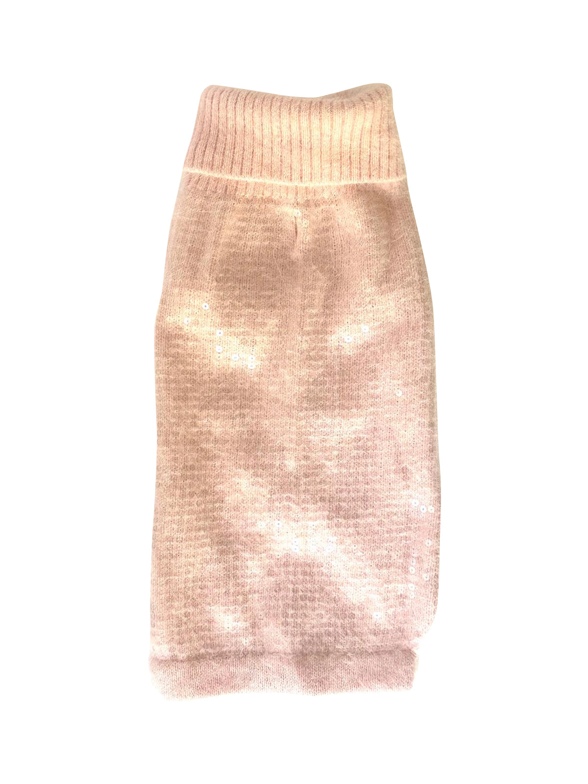 Sophia Shimmer Sequin Turtleneck in Shell Pink