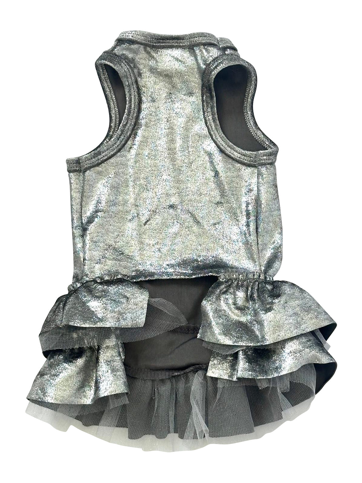 Crushing on YOU Metallic Velvet Dog Dress, Silver