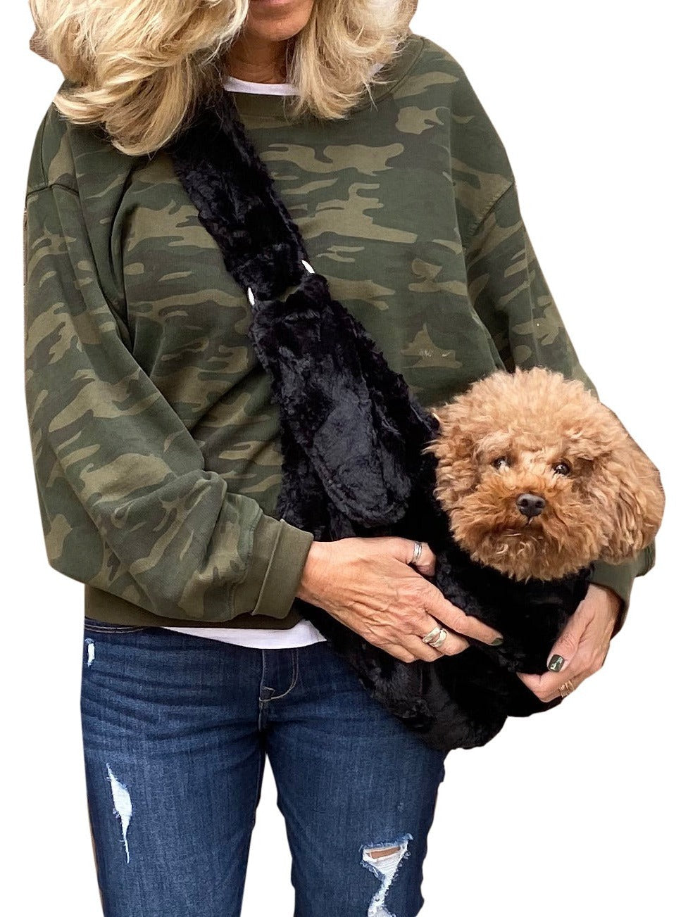Furbaby Adjustable Sling Bag, Black