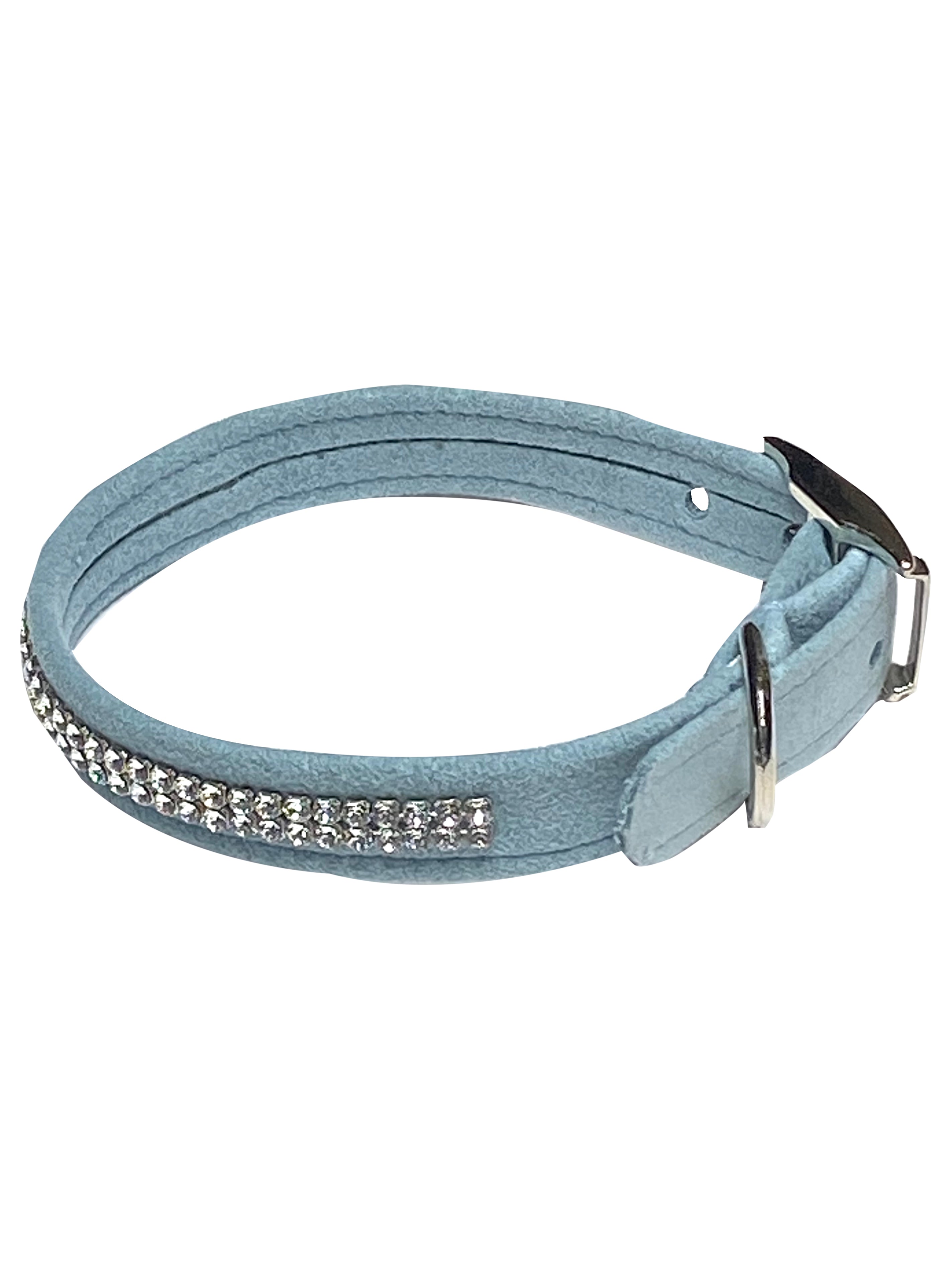 Glamour Girl Ultrasuede Collar w/ Swarovski Crystal, Horizon Blue