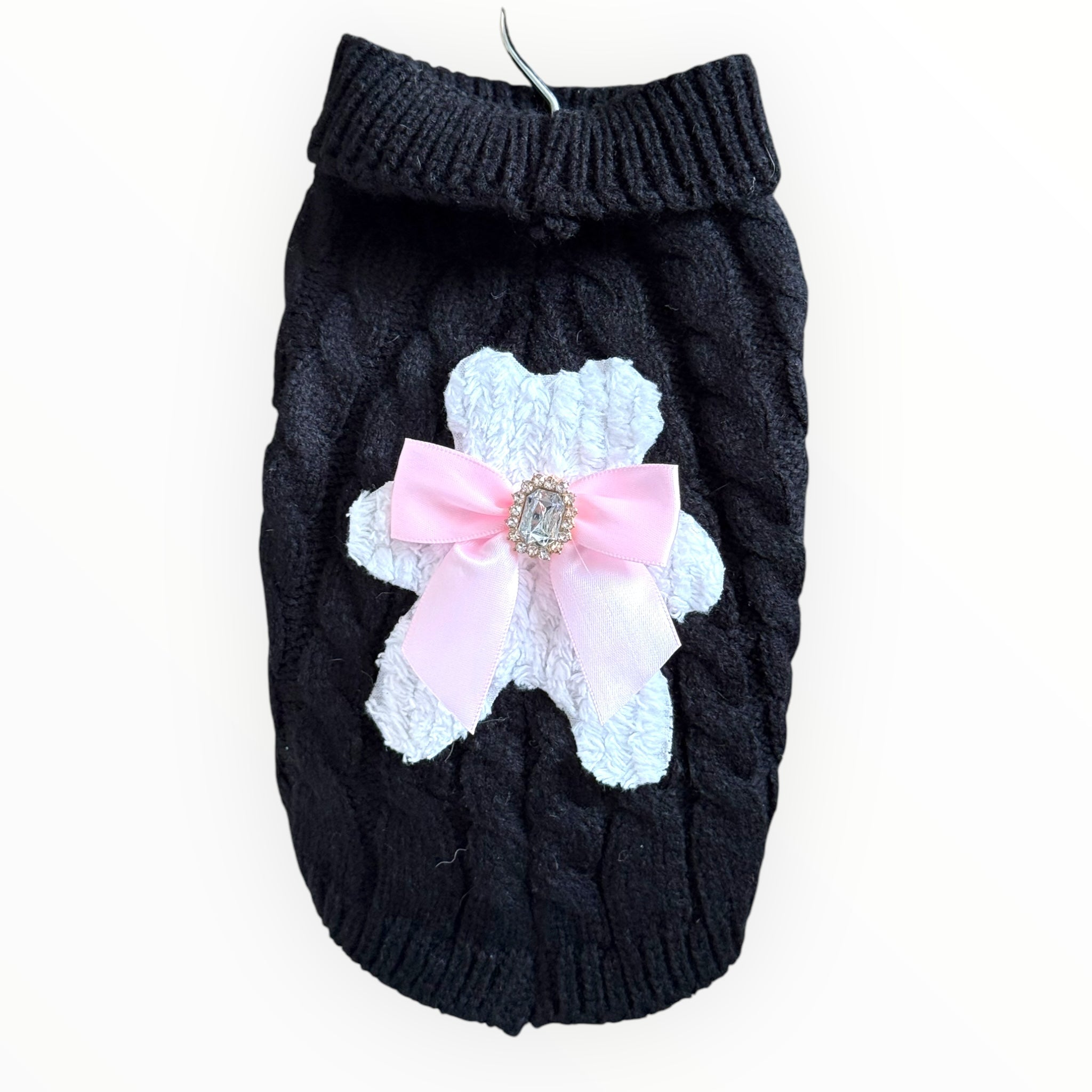 Bark 5th Ave., LLC My Fuzzy Bear Bow Knit Dog Sweater pet supplies