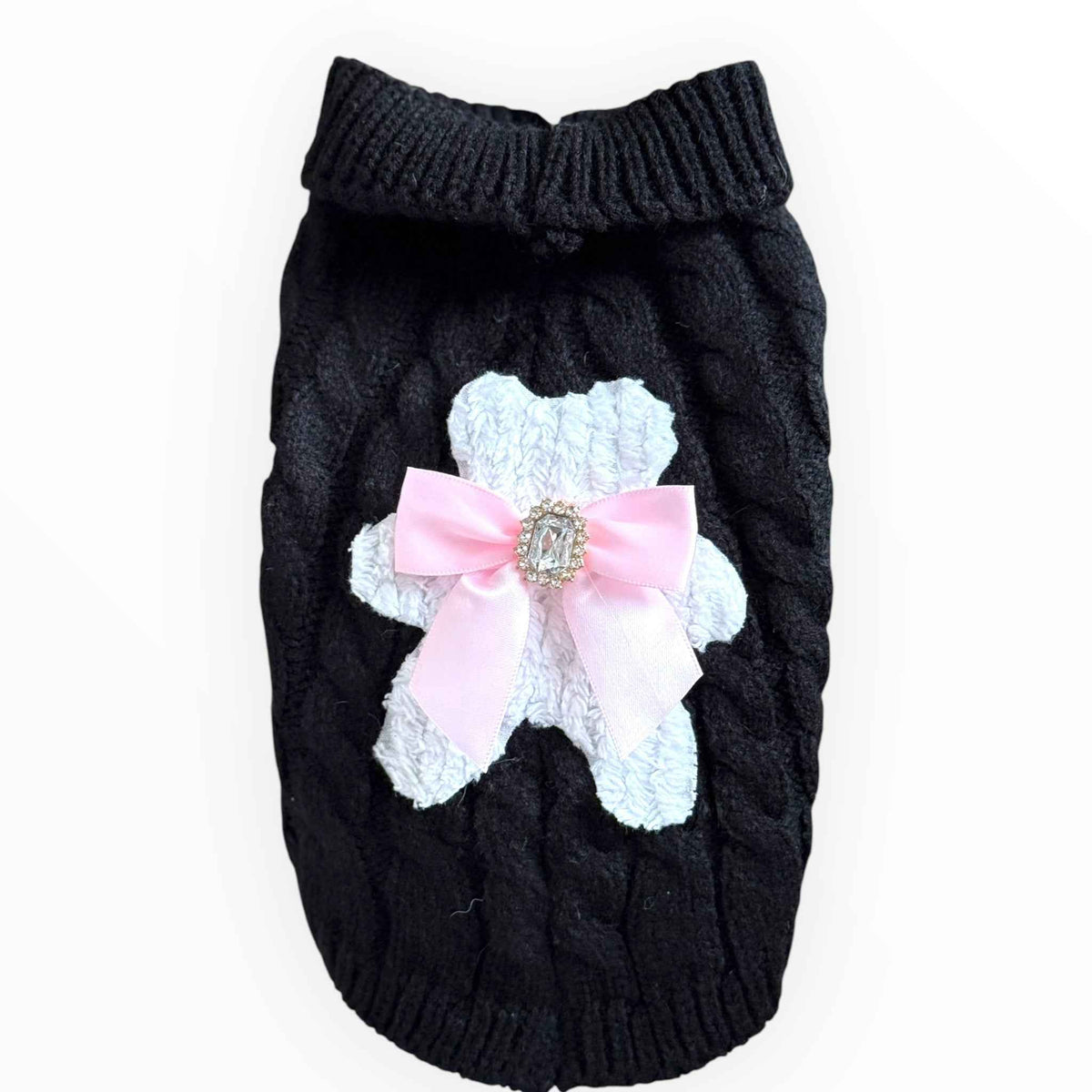 My Fuzzy Bear Bow Knit Dog Sweater
