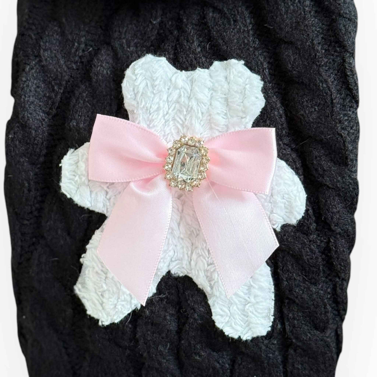 My Fuzzy Bear Bow Knit Dog Sweater