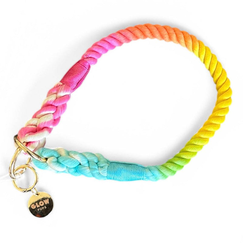 Glow Pups: Rainbow Tie Dye Slip Dog Collar