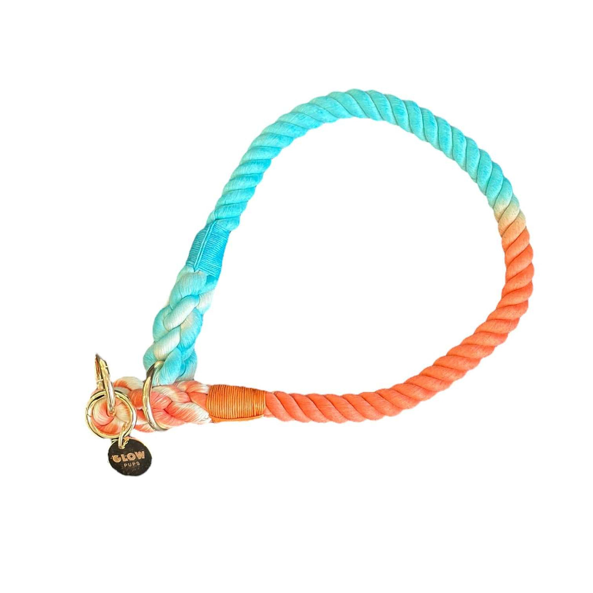 Glow Pups: Sunset Wave Orange and Blue Tie Dye Slip Dog Collar