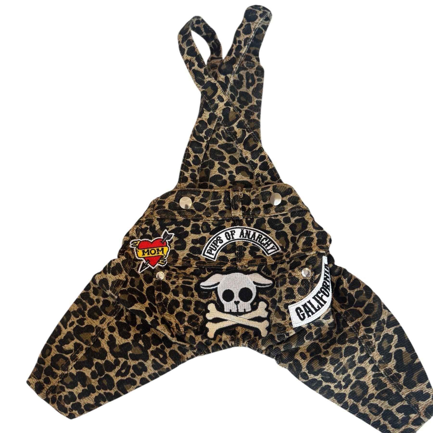 Heads or Tails Pup Animal Print Pups of Anarchy Dog Overalls