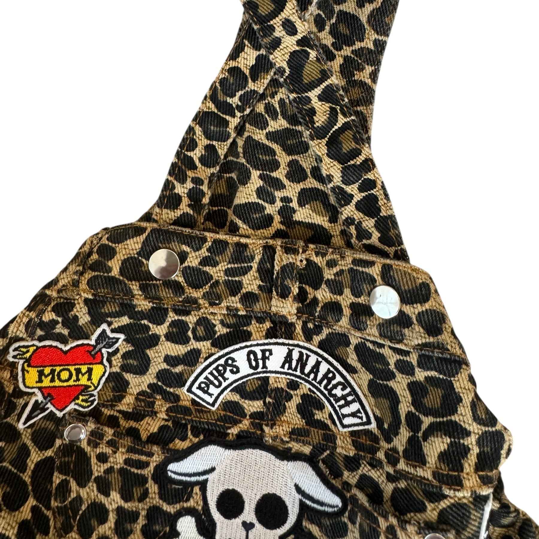 Heads or Tails Pup Animal Print Pups of Anarchy Dog Overalls