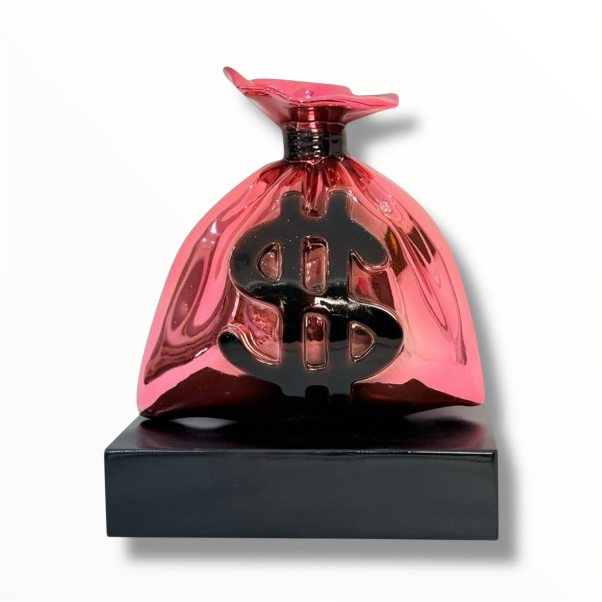 And Iconic Green Chrome Money Bag Pop Art Sculpture