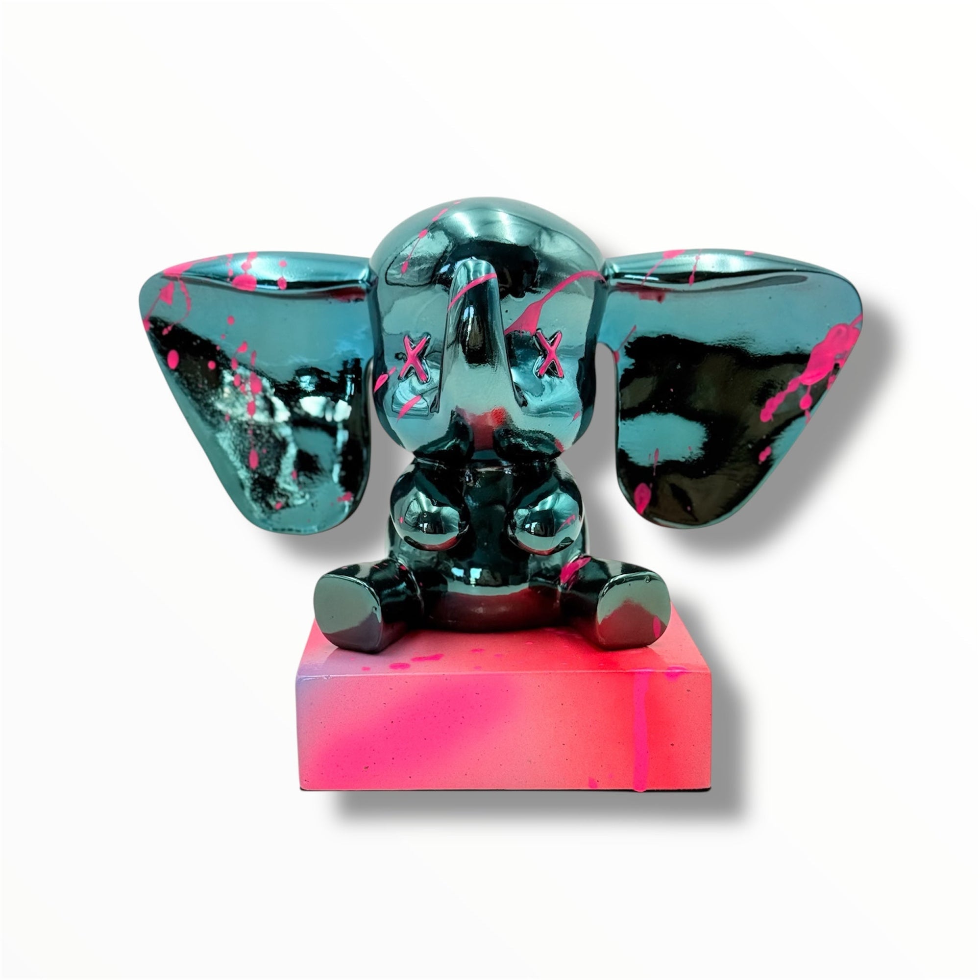 And Iconic Love Elephant Sculpture Blue Chrome Style