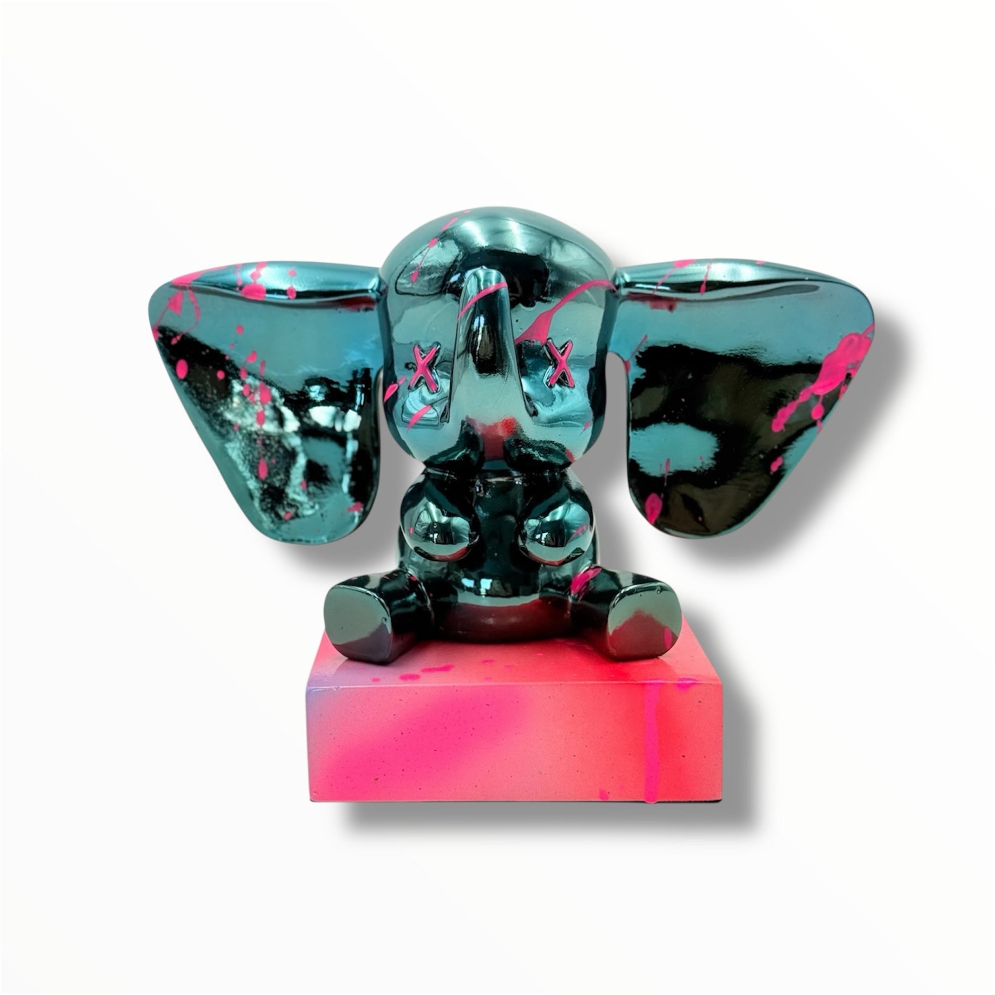 And Iconic Love Elephant Sculpture Blue Chrome Style