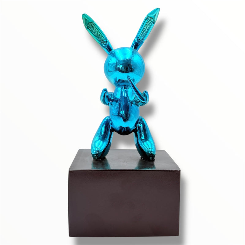 Small Balloon Rabbit Sculpture - Blue Chrome Edition - HT Animal Supply image 1