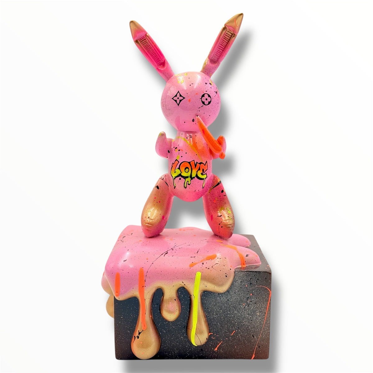 And Iconic Balloon Rabbit Sculpture Love Pink Street Art Style