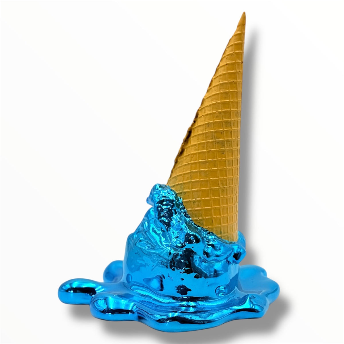 And Iconic Oops! No.1 Melting Ice Cream Sculpture Blue Chrome Style