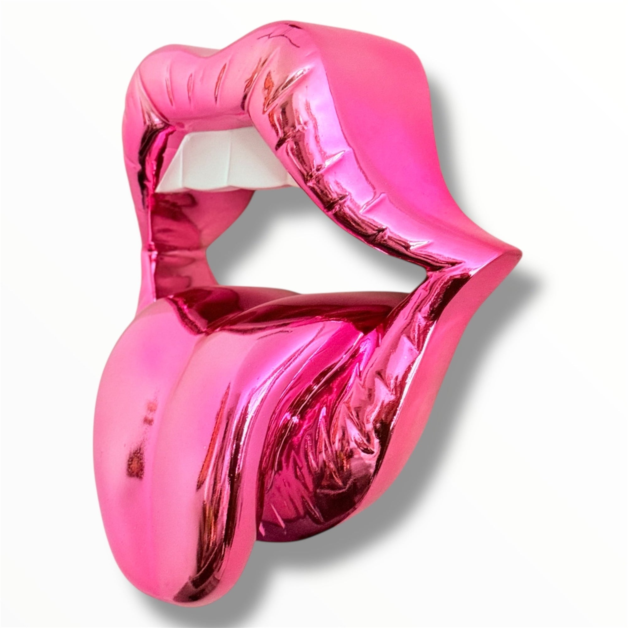 And Iconic Candy Pink Chrome Kiss Wall Sculpture