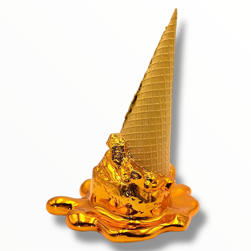 Opps! No.1 Melting Ice Cream Sculpture - Gold Chrome Edition - HT Animal Supply image 1