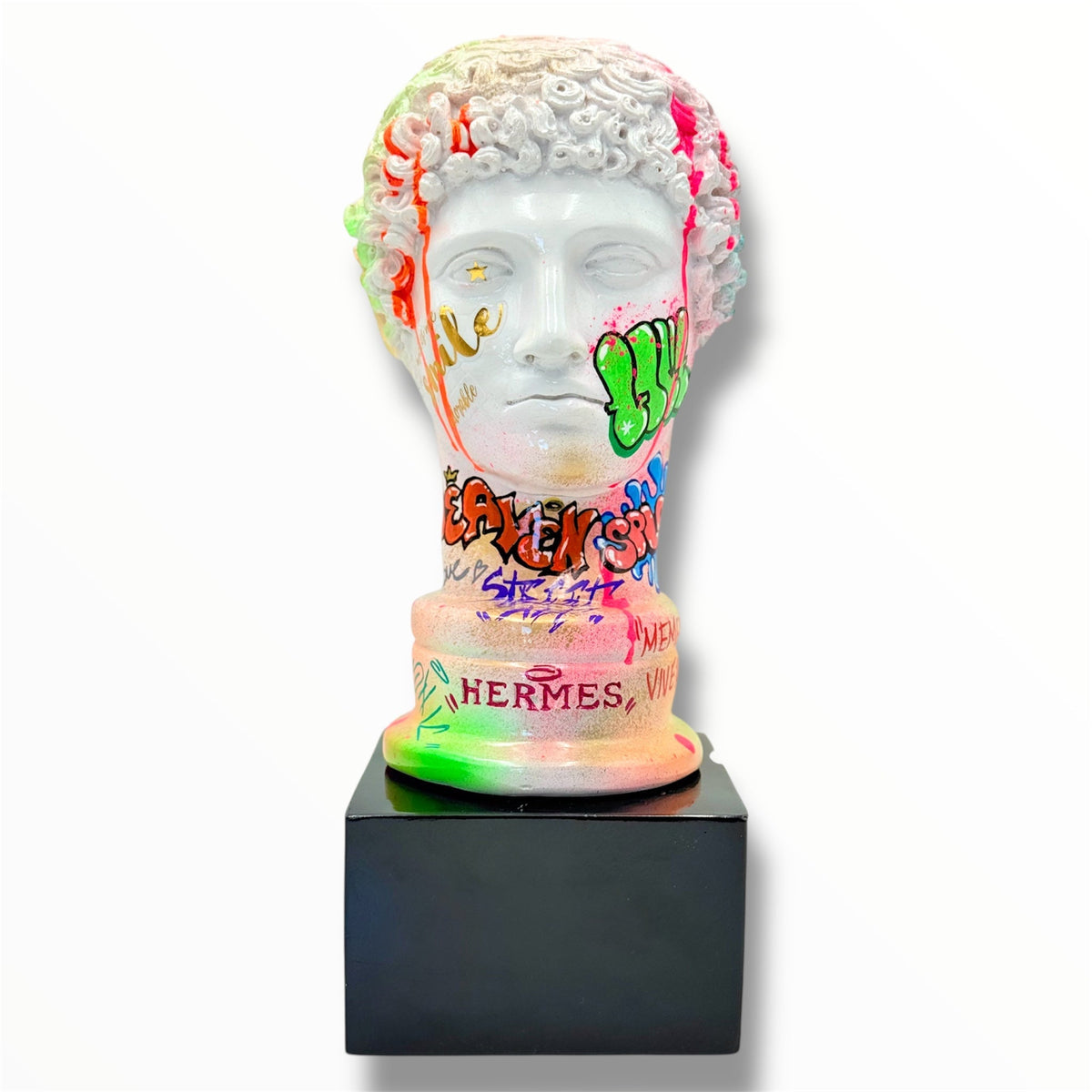 And Iconic Hermes Bust Neon Graffiti Style