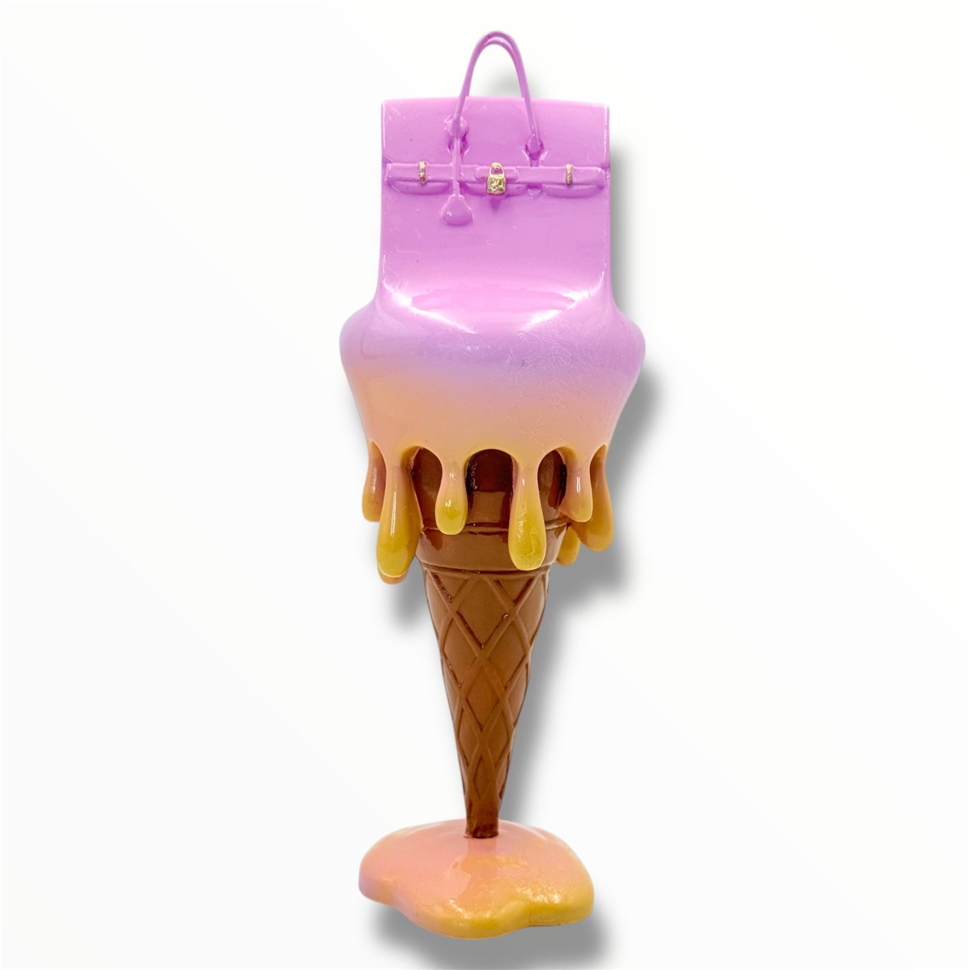 And Iconic Melty Bag Sculpture Pink and Yellow Style