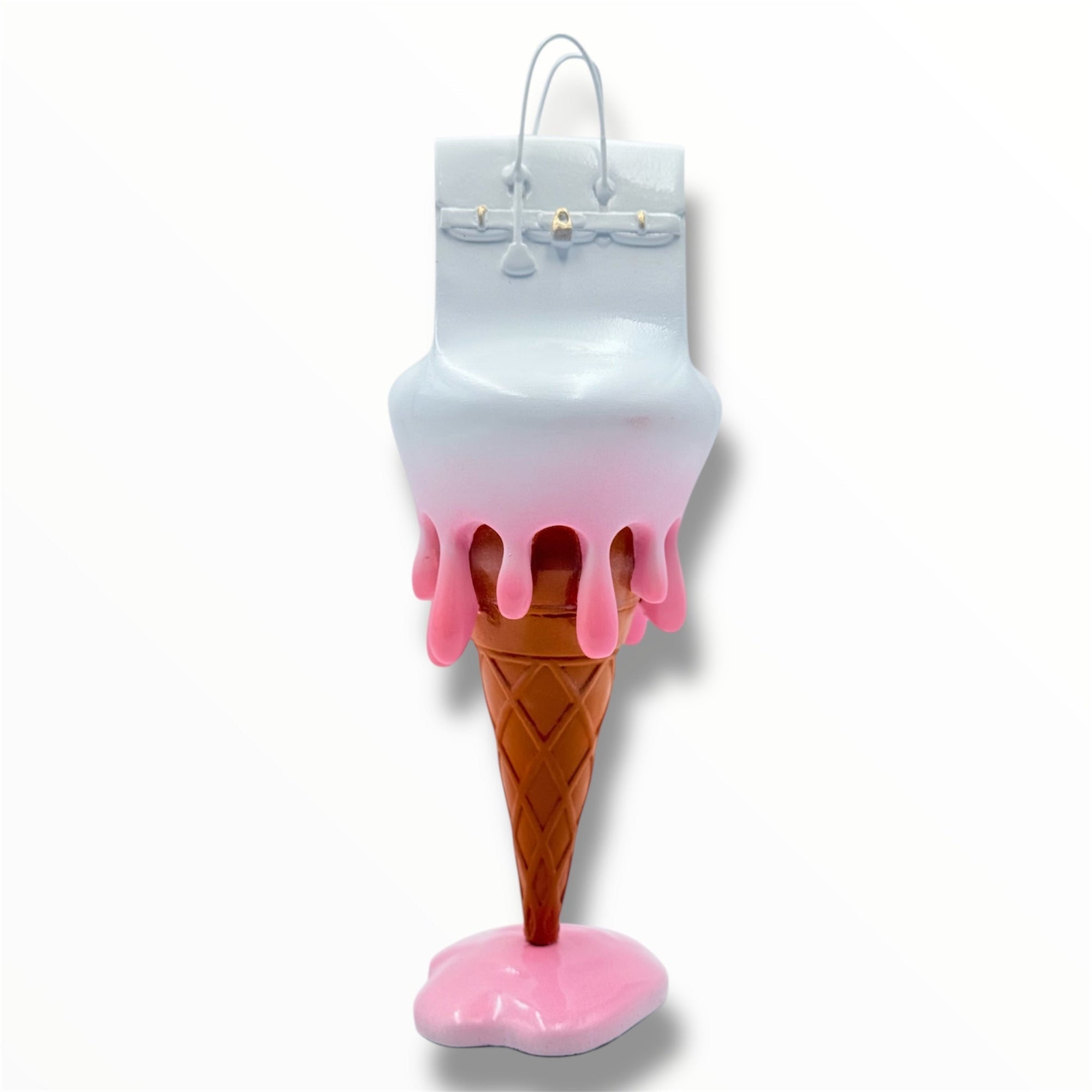 And Iconic Melty Bag Sculpture White and Pink Style