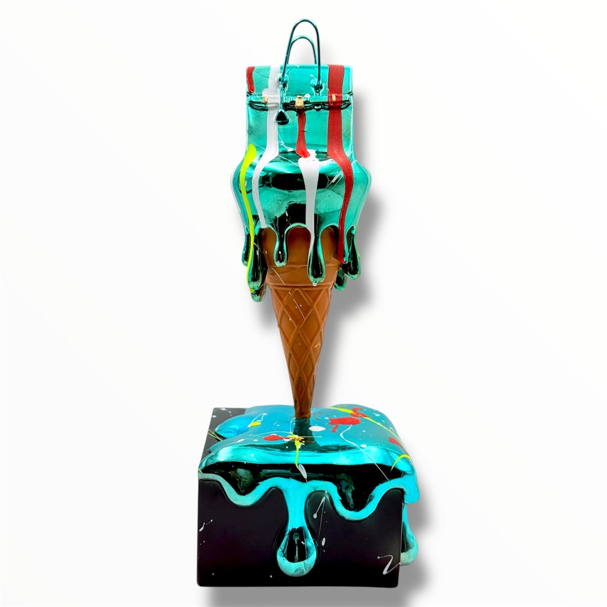 And Iconic Melty Bag Sculpture Blue Chrome Style