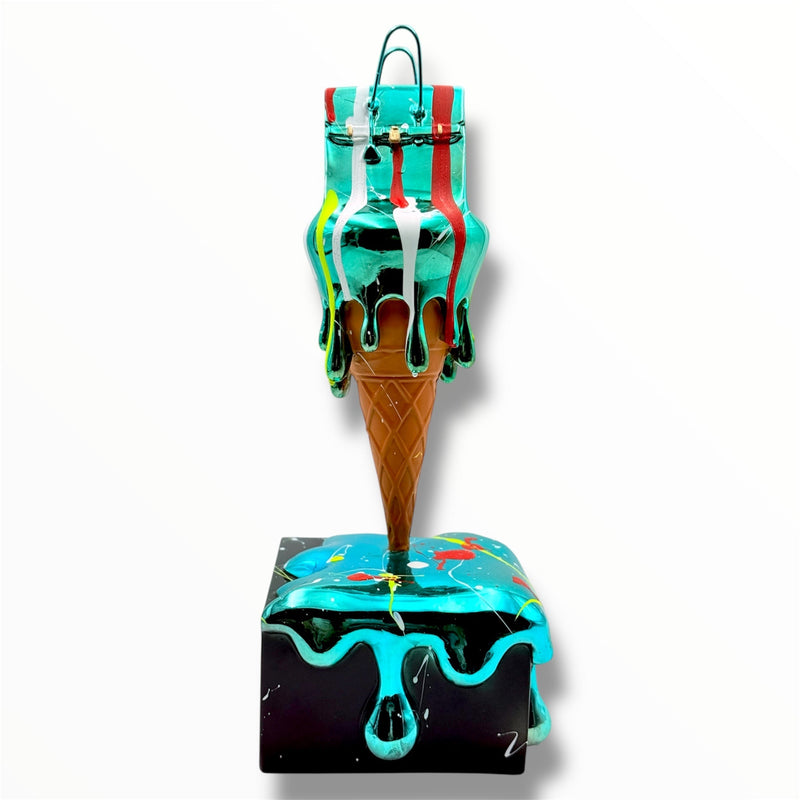 Melty Bag Sculpture - Blue Chrome Edition by HT Animal Supply - blue chrome melty bag sculpture, product image 1