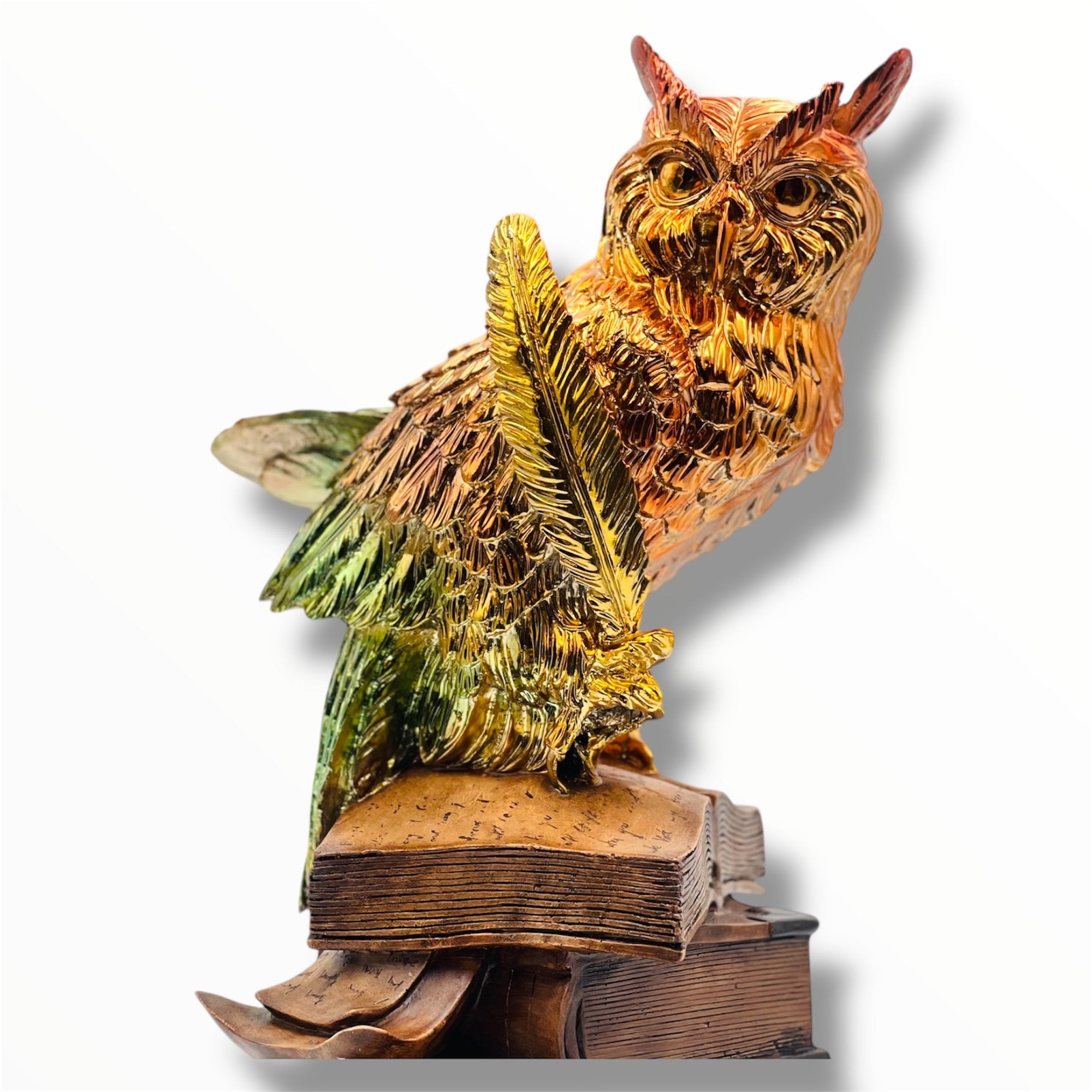 And Iconic Wise Owl Sculpture Chrome Ombre Design