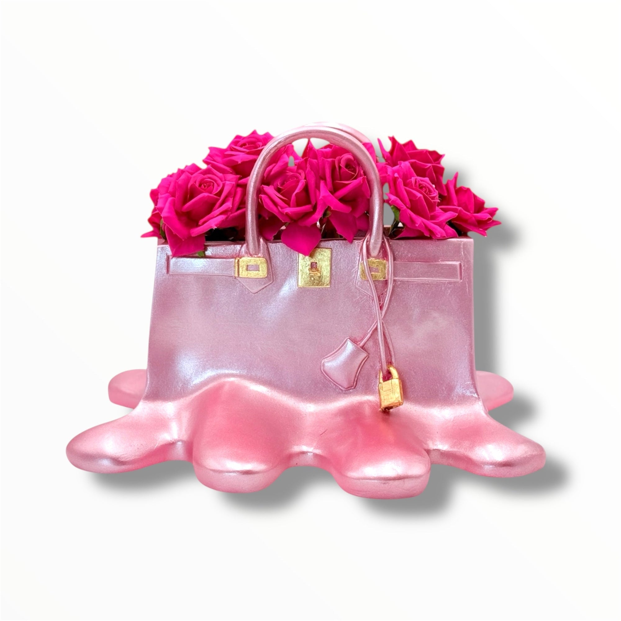 And Iconic Sugar Bag Vase Metallic Pink Melting Design