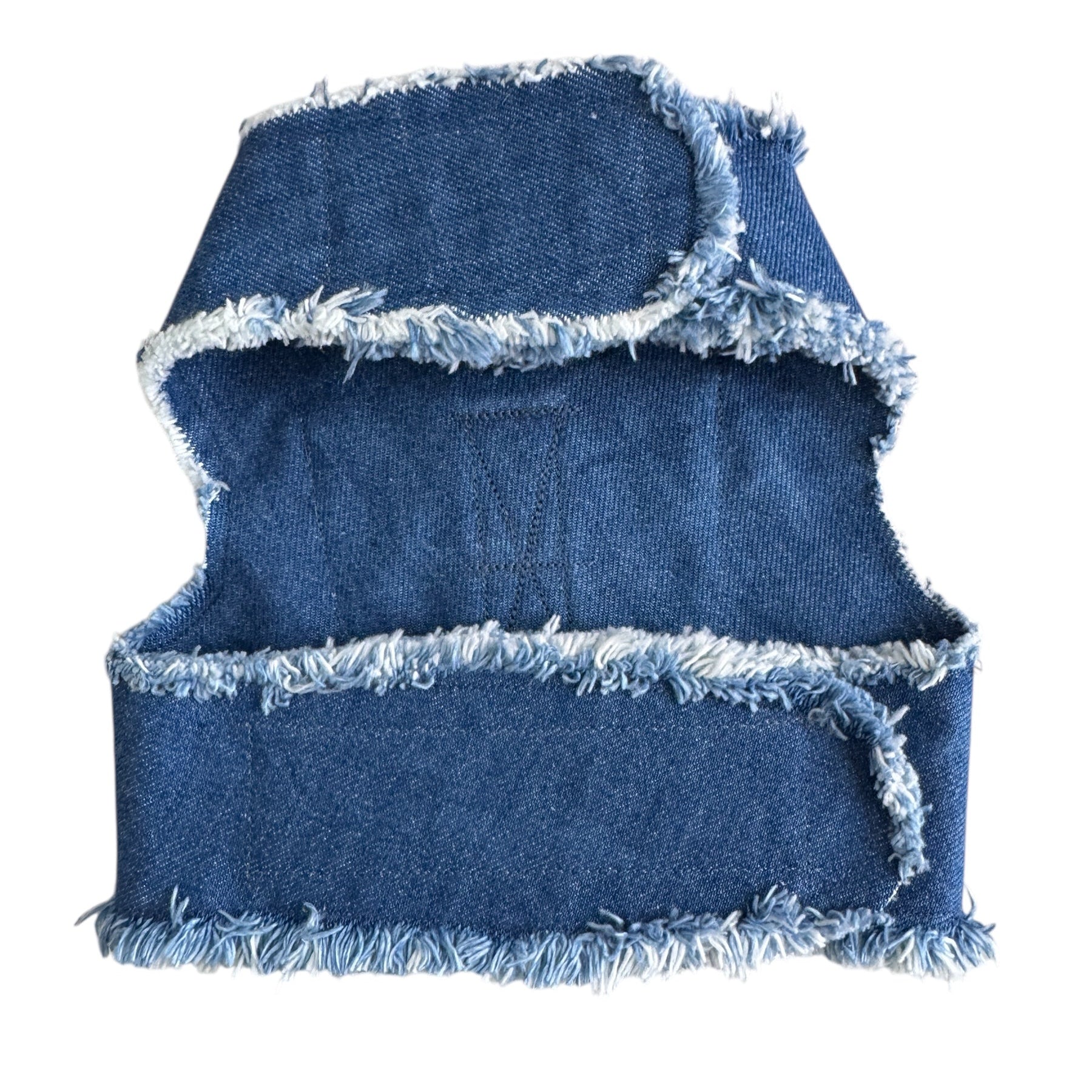 Denim Harness with Floral Initial